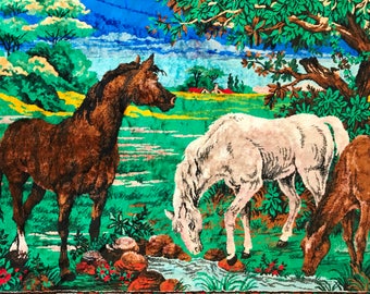 Vintage Horse Rug | Tapestry | Wall Hanging | 64"