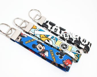 Mickey & Friends FOB - Characker Key Chain / Key Fob / Wristlet - Choose Your Fabric and lenght