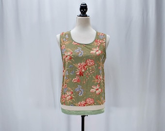 SALE ! Vintage 80s 90s floral Hawaiian tank top // S