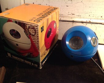 Vintage Panasonic R-70 AM transistor radio blue 1960's trinket box