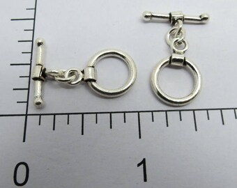 2 Piece Toggle Clasp Hook 925 Sterling Silver 12mm Round