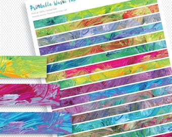 Hand Painted Texture Washi Tape Printable Stickers for Planner, Erin Condren, Planner Accessories, Colorful Washi Tape, Planner Stickers