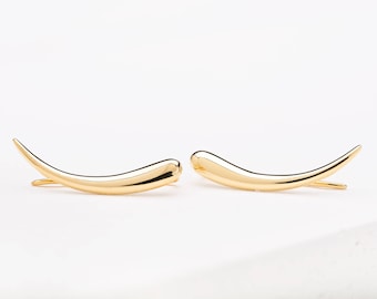 Yellow Gold Plated Ear Cuff Moon Sweep Ear wrap Pin Earrings Boho Jewelry - FES007