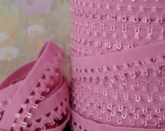 5yd Pink Elastic Picot 1/2" inch Stretch Skinny Elastic Bra Trim Headband Sewing lingerie Single sided Edging Elastic