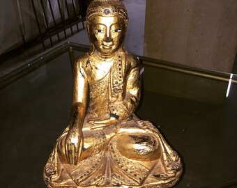 Antique Gilded Wood Buddha Statue