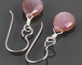 Chocolate Moonstone Earrings. Titanium Ear Wires. Genuine Gemstone. Briolette Earrings. June Birthstone. f17e017