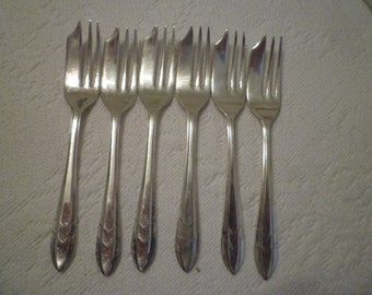 English SPORKS. Desserts SET of SIX'. Vintage English Spoon & Fork in One. Vintage 1960's English Desert Sporks