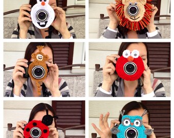 FREE SHIPPING Add a squeaker to any Camera lens buddy. Crochet camera critter add a squeaker only- not the buddy- Photography prop