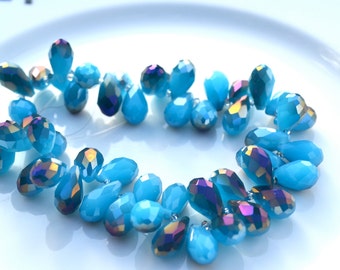 Caribbean Blue and Metallic Crystal Drop Bead 6
