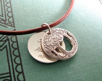 Fine Silver Personalized Swing Locket with Necklace, Openwork Trees, Original and Exclusive Design by SilverWishes