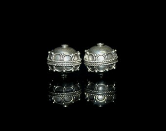 Two 13mm 925 Sterling Silver Beads, 5.9 grams. 13mm Sterling Silver Beads, Sterling Silver Beads, Sterling Silver Bali Beads