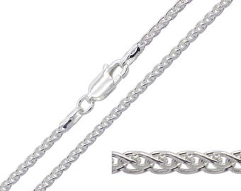 925 Sterling Silver Spiga Wheat 1.8mm Chain Necklace 16 18 20 22 24 26 28 30 inches