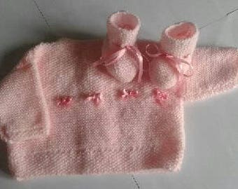 Jacket and booties - baby - 0-1 month set
