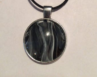 Black and white abstract necklace