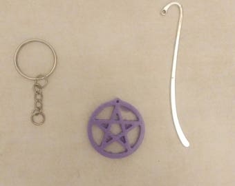 Keychain, Pentacle, Wicca bookmark, resin