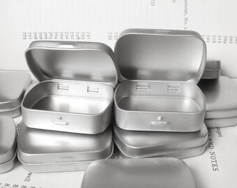 Mini Metal Hinged Tin, Blank (Set Of 6) In Silver Color