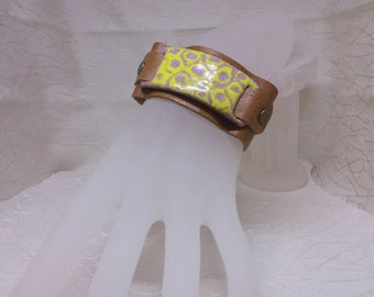 Leather & Enamel Cuff