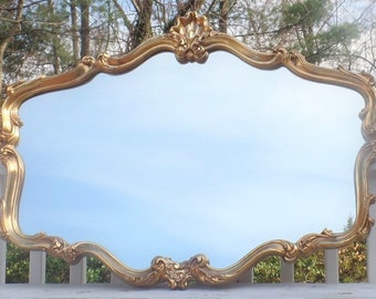 Gorgeous LARGE Gold French Provincial Mirror- Very Ornate, Perfect for Mantel or over Couch!