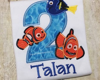 Fish Birthday Shirt/Nemo/Dory/Marlin/ages 1-9