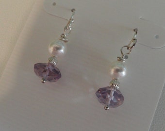 Amethyst and Pearl Earrings - #277