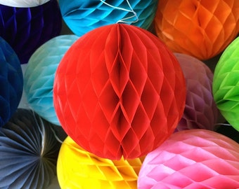 Red 2 inch Honeycomb Tissue Paper Balls - Paper Party Decor Decoration Supplies