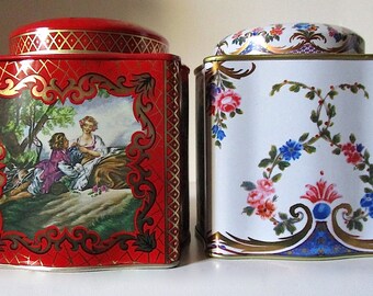 Two Vintage English Tea Tin Boxes