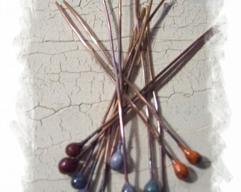 20 or 22 gauge Multi colored enameled headpins Made to order