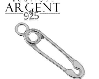 Sterling Silver 925 15.8 X 3.7 mm - safety pin - pendant charm