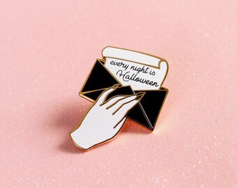 NEW! Addams Family Every Night is Halloween Hard Enamel Gold Metal Cloissone Lapel Pin Goth Horror Birthday 1.25"