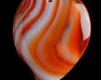 48mm /Orange/ Sardonyx Agate/ 48mm Gemstone Pendant Bead / Reversible Heart