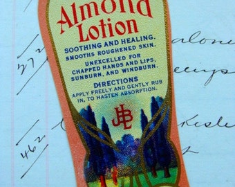 Gorgeous Antique Vintage Cream and Almond Lotion Label