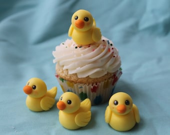Fondant Rubber Ducky Cupcake or Cake Toppers, 12 pack