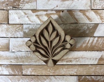 Vintage Wood Printing Block Stamp Made in India Floral/Flower Square/Diamond Design (#20)