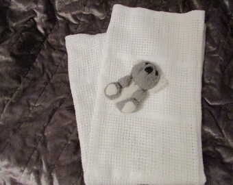 White Handmade Crochet Pet Baby Blanket