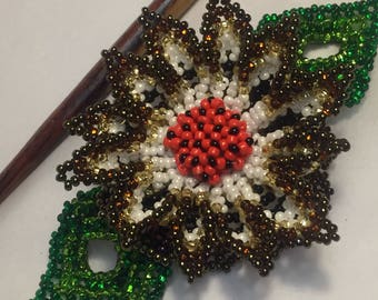 Beaded flowers hair stick and slide