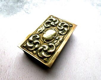 Art Nouveau Design Brass Match Box Holder