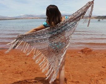 Boho chic wrap shawl - festival shawl - hippie chic