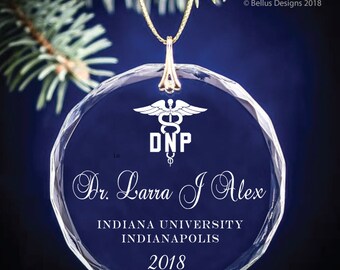 Nursing Degree BSN, DNP, LPN, Graduation Date Keepsake – Circle Personalized Christmas Ornament