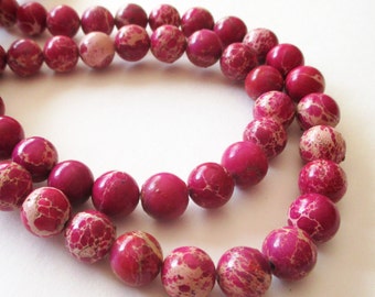 Pink Sea Sediment Variscite Beads - Pink Tan Round Beads - Natural Smooth Mosaic Stone Beads - 16" Strand - 10mm - DIY Spring Jewelry Making