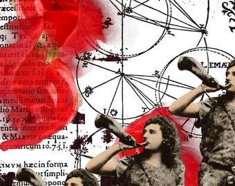 Surrealistic print "Copernican Man"- digitally created giclee print