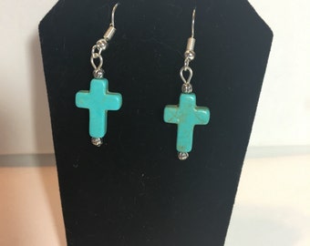 Turquoise cross earrings