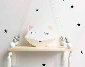 Wall decor, porch, hanging wooden bead and round, room decoration baby & child