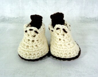 baby boy newborn loafers soft sole shoes photo props casual wear baby booties for boys baby shower gift - off white and brown