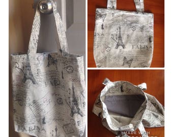 Tote Bag - Paris Print Tote Bag, 38 cm x 38 cm. Weekend bag, Casual Bag, Reusable shopping Bag, Beach Bag, Yoga Bag, Gift for her.