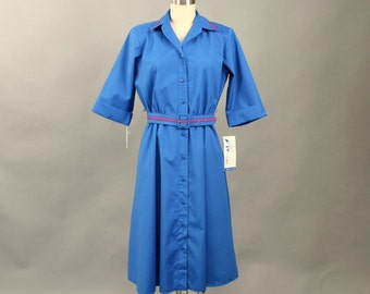 1980s Pink & White Stripe Shirtwaist Dress w/ Matching Belt