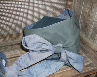 Chambray reversible OBI belt