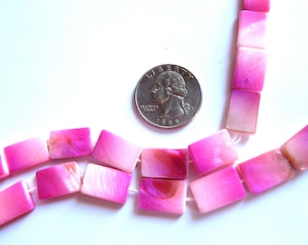 25 Rectangular Pink Mother of pearl Beads, Rectangle Pink Beads, Pink Rectangle Beads, Small Pink Beads, Pink Shell Beads, Rectangular Beads