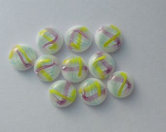 Pink Beads - Fused Glass Beads - Lampwork Beads - Fused Glass - Jewelry Findings - Small Beads - Cabochon - Cab - Mosaic Tiles 5482
