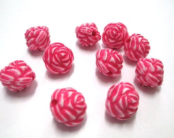 10 Pearl Pink Flower acrylic 13mm