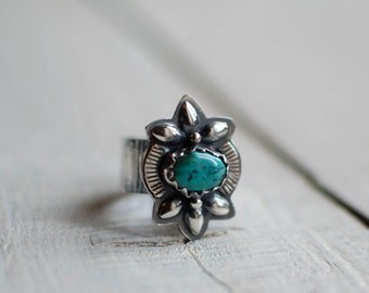 Silver turquoise ring Native American, Sterling, ethnic, Bohemian gypsy, ethnic